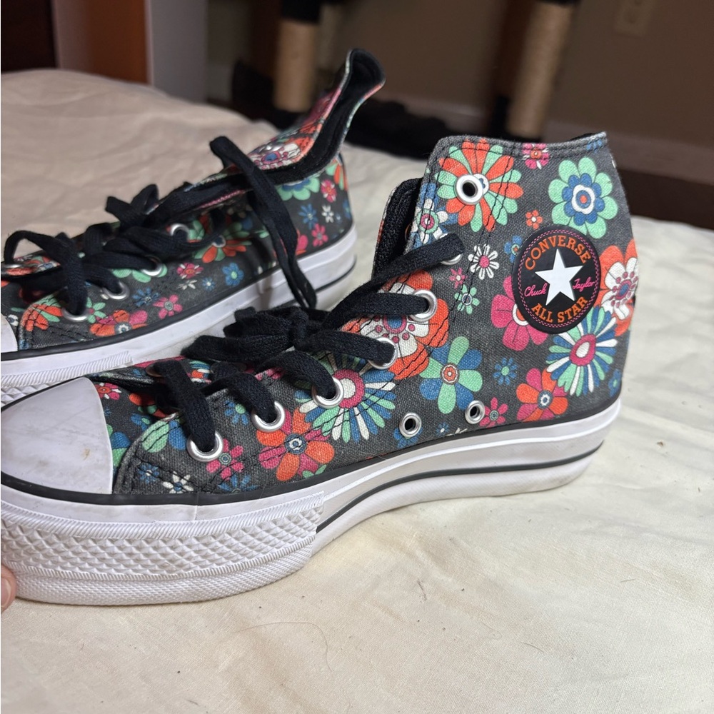 Converse Black Floral High-Top Sneakers